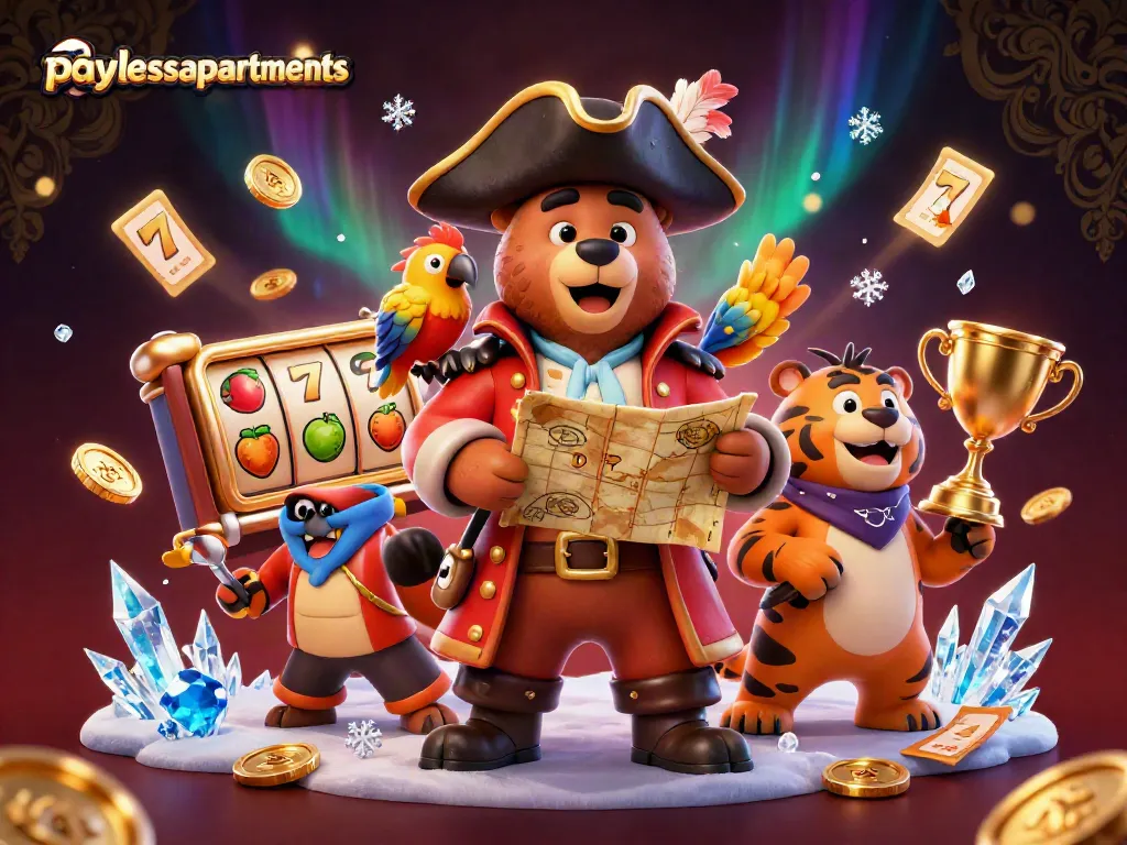Experience the thrill of paylessapartments with exciting slot reels and a pirate captain in action.