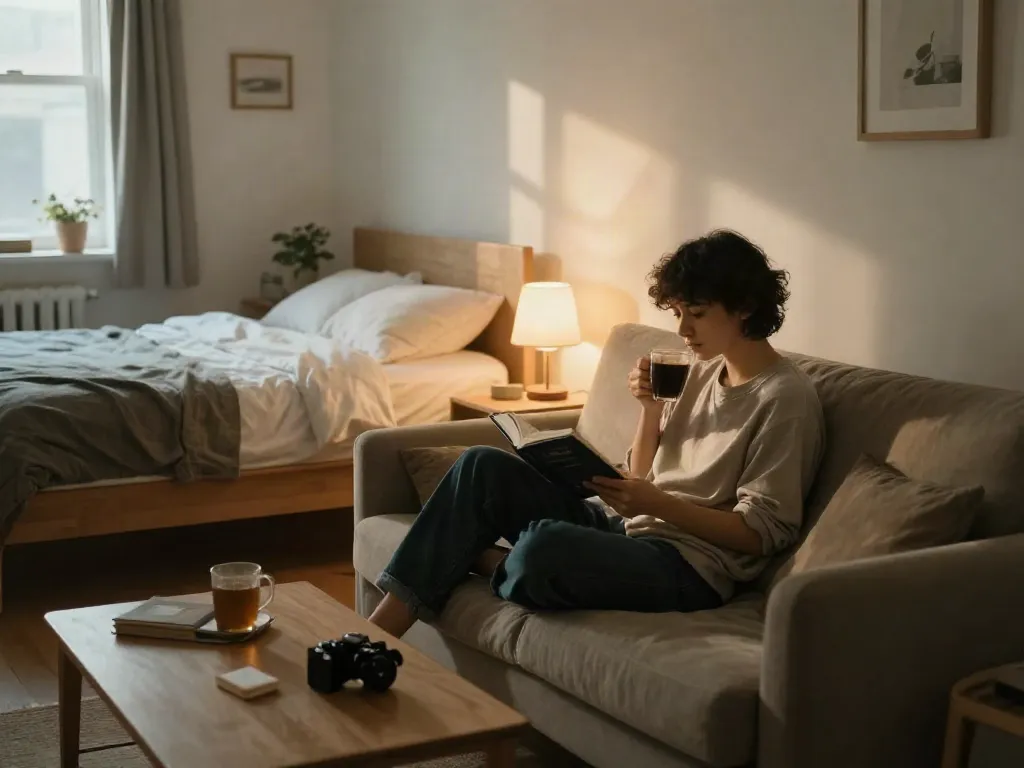 Discreet apartment for relaxation, highlighting דירות דיסקרטיות בקריות with cozy and inviting decor.